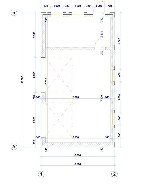 План гаража с хозблоком - чертеж эскизного проекта
