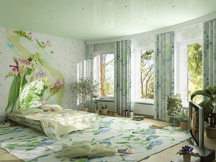 Спальня с цветочным оформлением