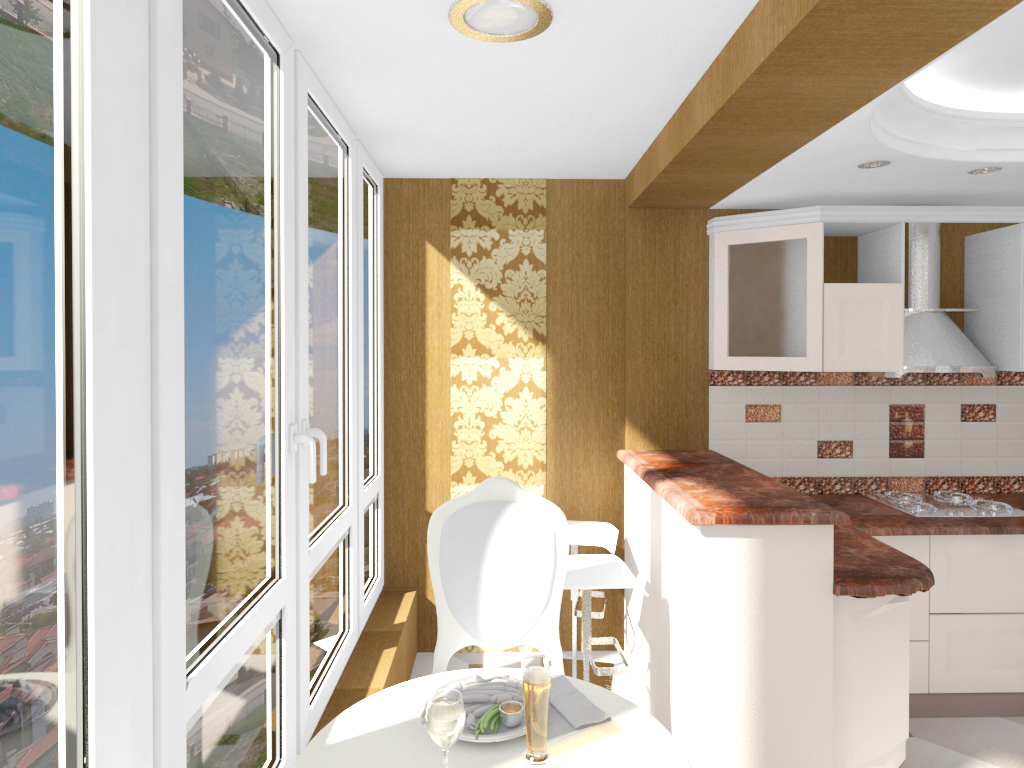Совместить кухню с балконом дизайн фото