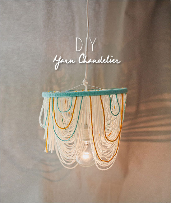 DIY yarn chandelier