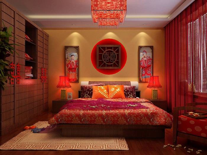дизайн спальни в красных тонах фото, фото 2
