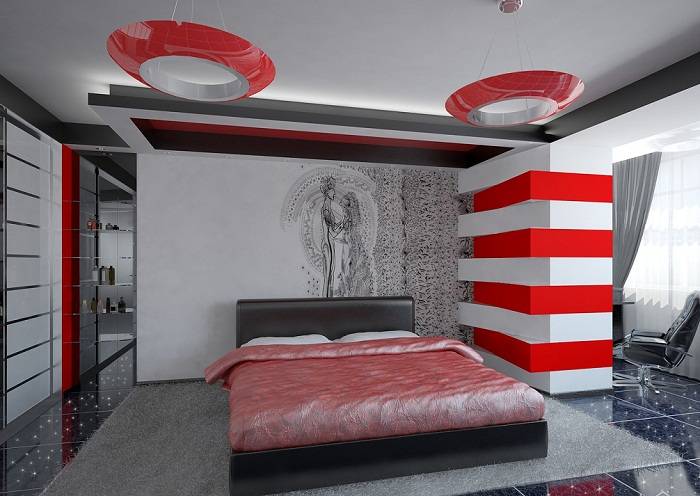 дизайн красной спальни, фото 7