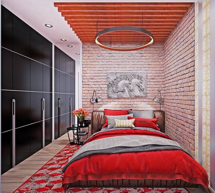 дизайн красной спальни, фото 8