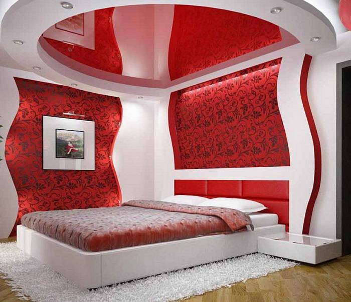 красно белая спальня дизайн, фото 14