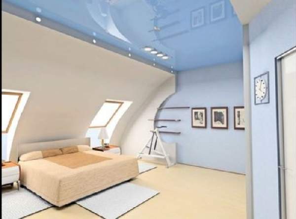 глянцевый натяжной потолок в спальне, фото 5