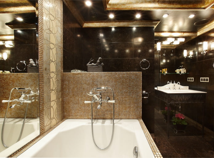 черно-золотая ванная комната