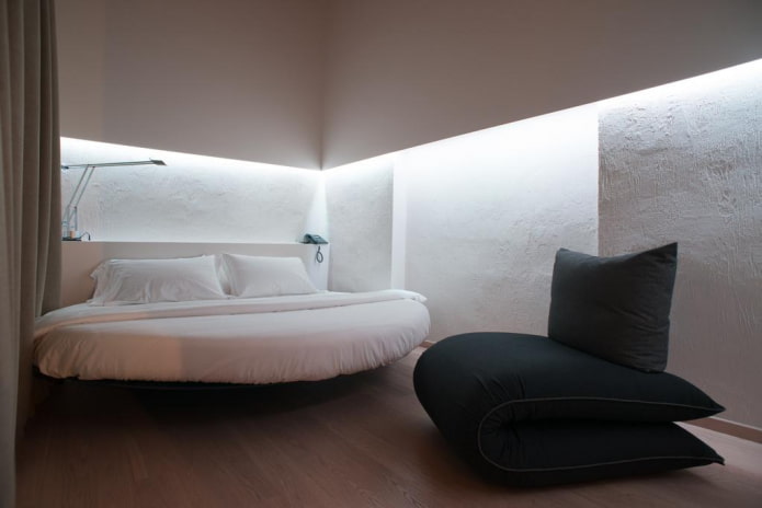 мебель в интерьере спальни в стилистике хай-тек
