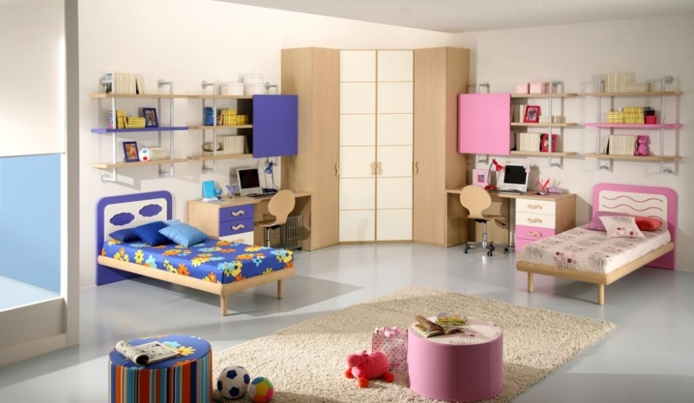Дизайн детской комнаты для двух разнополых детей гардеробный шкаф