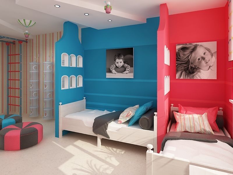 Дизайн детской комнаты для двух разнополых детей-подростков
