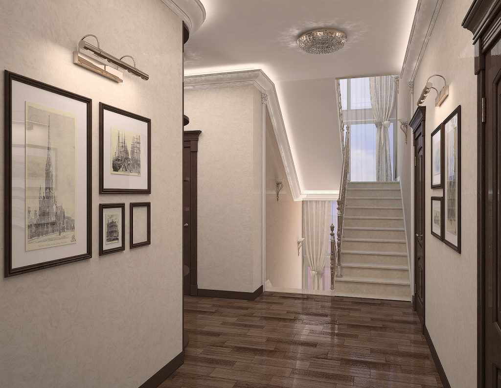 пример светлого дизайна коридора в частном доме