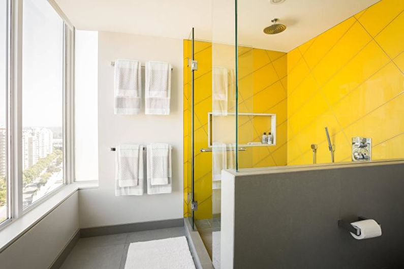 Зонирование ванной желтым цветом