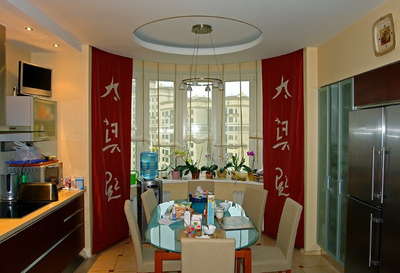 Красные шторы в китайском стиле