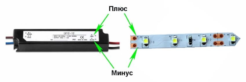 Полярность подключения светодиодной ленты