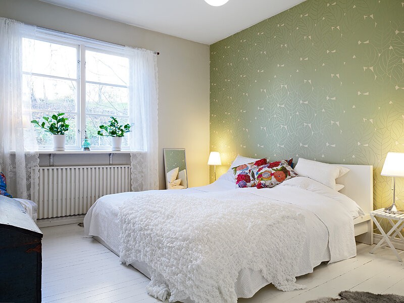 спальня в скандинавском стиле зеленая
