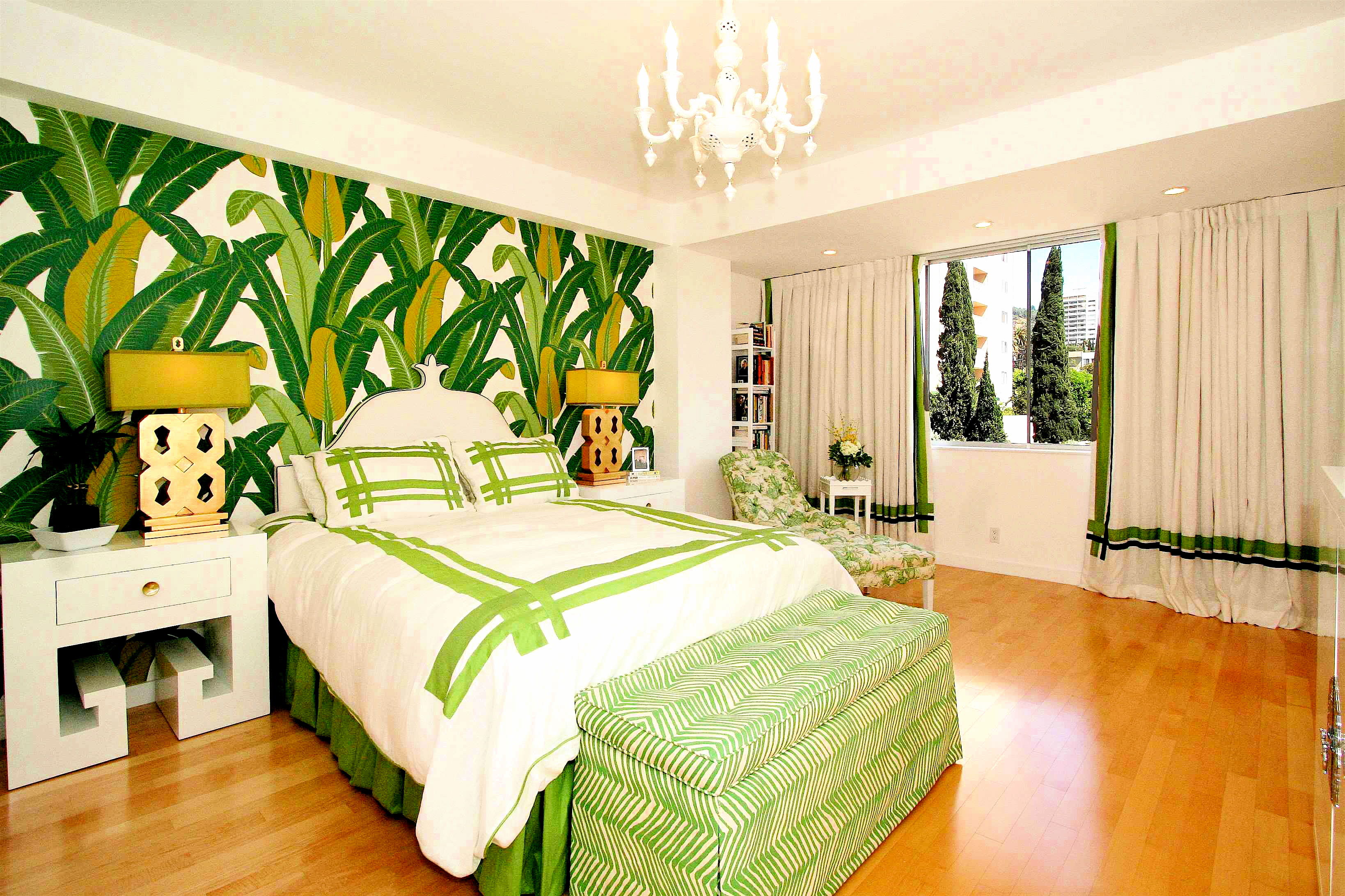 спальня в зеленых тонах дизайн