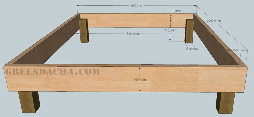 Сборка каркаса кровати. Схема 1.