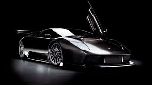 Превью обои черный, автомобиль, lamborghini, murcielago