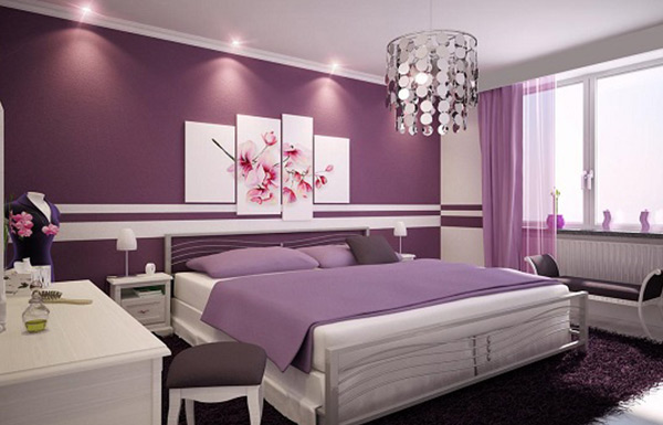 Фиолетовый цвет в спальне