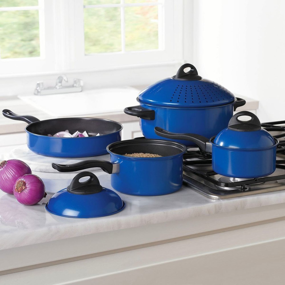 Синий набор посуды