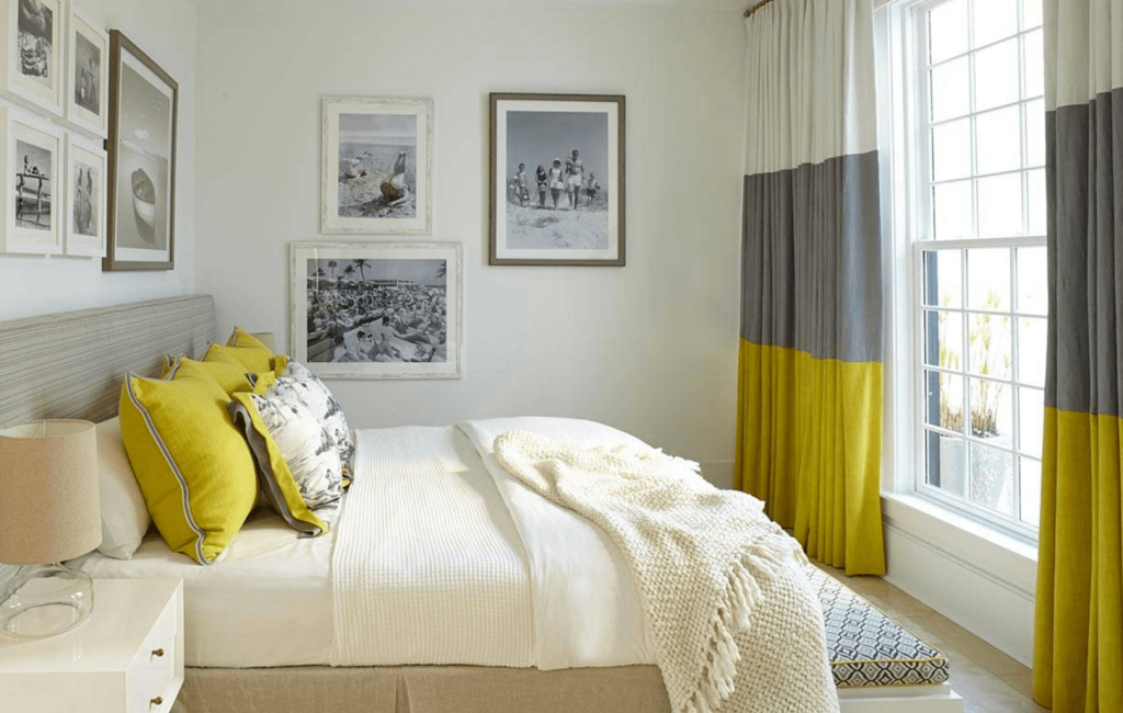 Шторы Color Block в спальне Шторы Color Block в спальне
