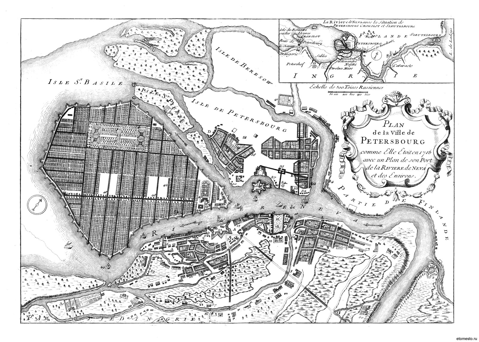 1716. План Петербурга на французском языке