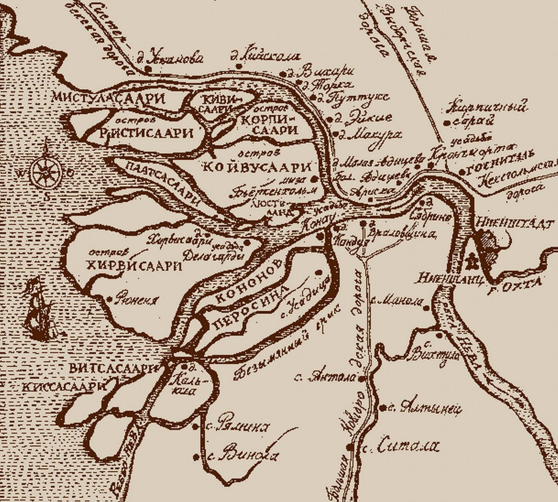 1690-е. Невская дельта до построения Петербурга.