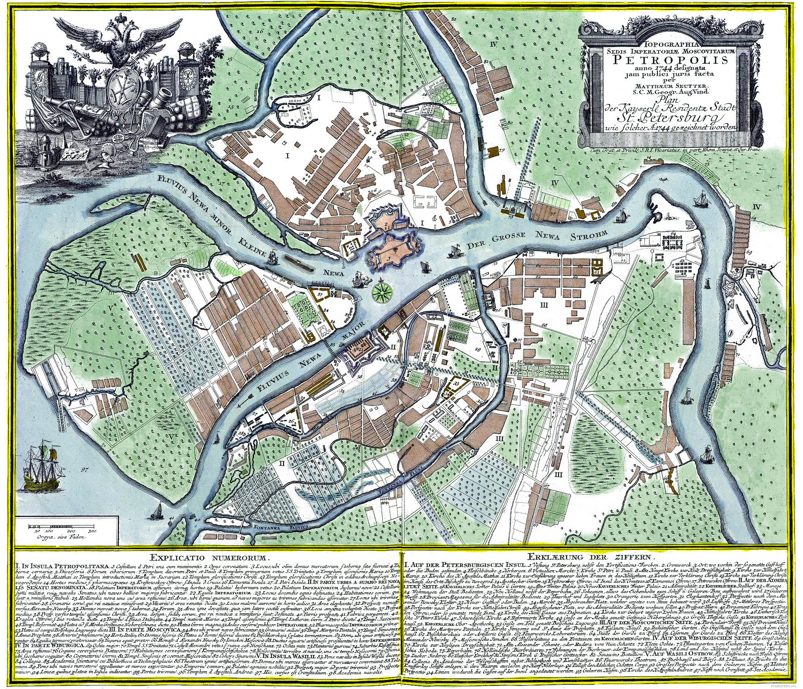 1744. План Санкт-Петербурга от Маттеуса Зойтера