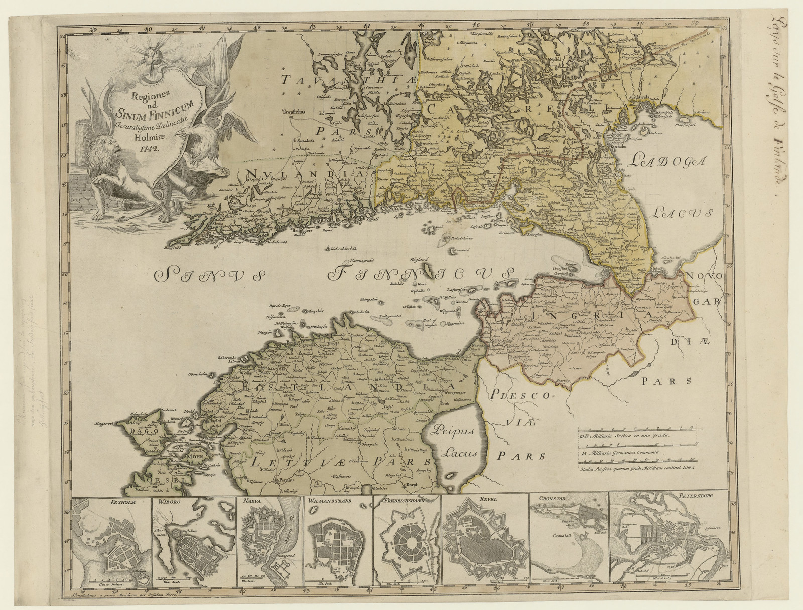 1742. Карта окрестных земель на побережье Финского залива