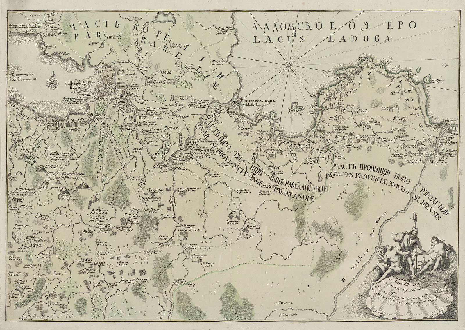 1730. Карта части Ладожского озера и Финского залива Ивана Гриммеля
