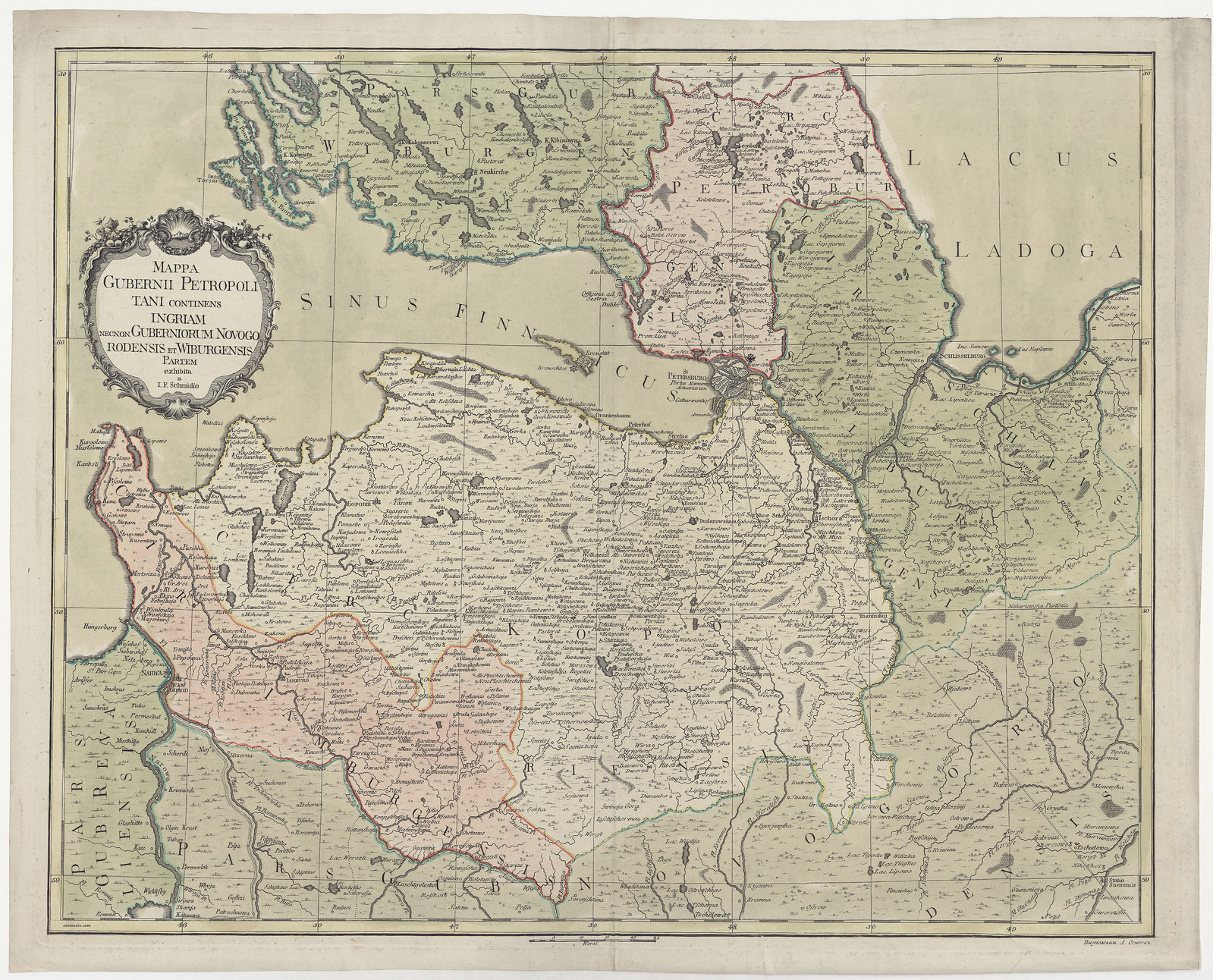 1770. Карта Санкт-Петербургской губернии Якоба Шмидта