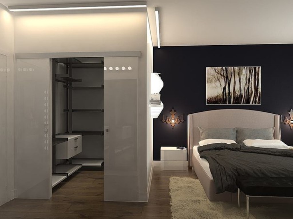 Дизайн спальни с гардеробной 17 кв м