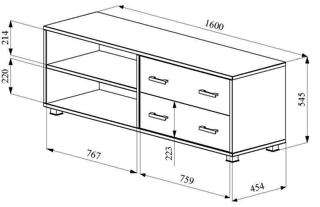 Размеры прямоугольного комода