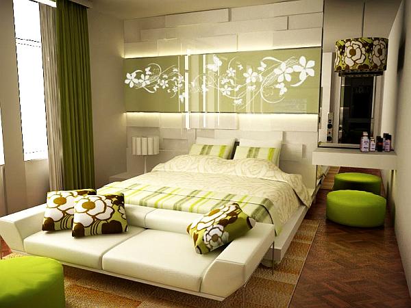 Кровать без ножек, расположенная непосредственно на полу, поможет комнате выглядеть больше, нежели есть на самом деле – оригинальная идея для маленькой спальни.