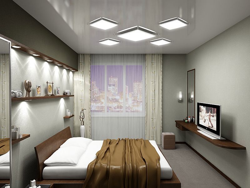 В спальне без окон должно располагаться больше осветительных приборов, чем в обычной комнате отдыха.