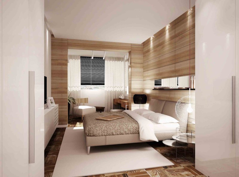 Интерьер комнаты с деревянными панелями