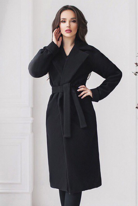 Черное классическое женское пальто