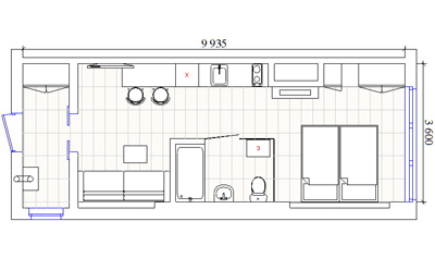 планировка прямоугольной квартиры студии