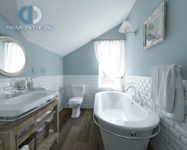 Отделка ванной комнаты плиткой: фото. Дизайн ванной на мансарде