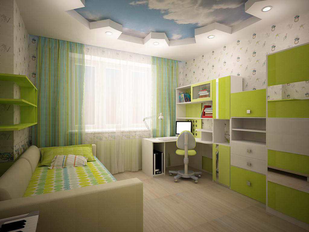 Детская комната в хрущевке зеленая