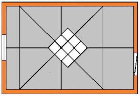 Пример разметки потолка и раскладки плитки
