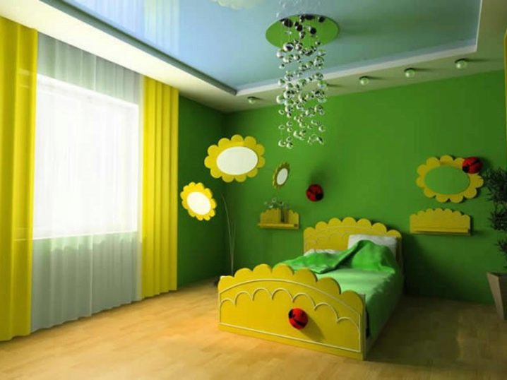 Варианты оформления потолка из гипсокартона в детской комнате 