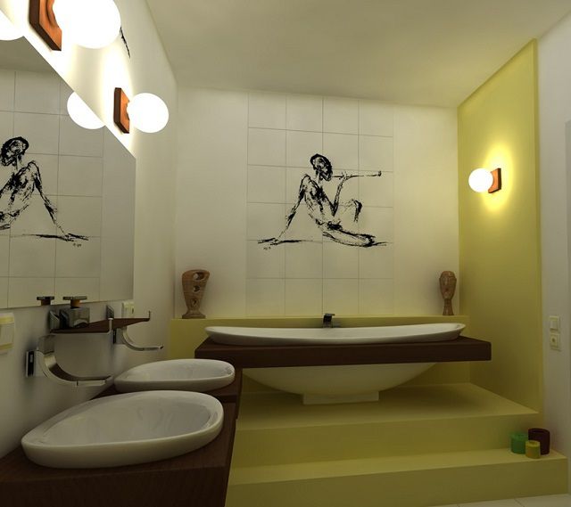 Пример зонального освещения ванной комнаты