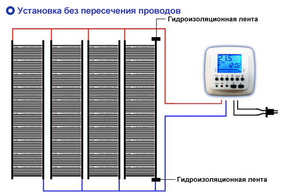 Подключение проводов к инфракрасной пленке