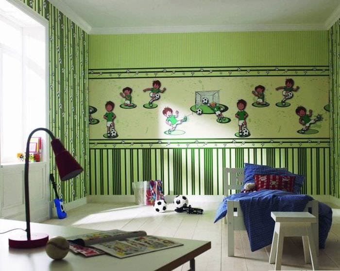 Фотообои с тематическими спортивными рисунками в детскую комнату