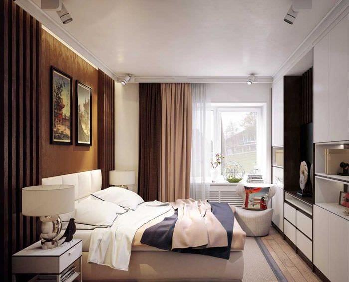 вариант красивого интерьера маленькой комнаты в общежитии